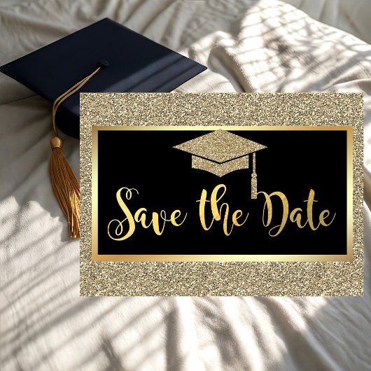 Elegante Nep Gouden Glitter Afstudeer Save The Dat Save The Date