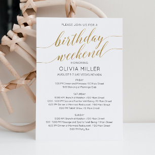 Elegante nep-gouden weekend verjaardags itinerary kaart
