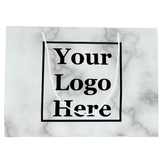 Elegante nep-witmarmeren sjabloon voor bedrijfslog groot cadeauzakje (Achterkant)