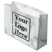 Elegante nep-witmarmeren sjabloon voor bedrijfslog groot cadeauzakje (Achterkant Gekanteld)