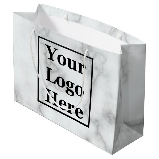 Elegante nep-witmarmeren sjabloon voor bedrijfslog groot cadeauzakje (Achterkant Gekanteld)