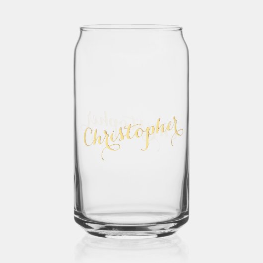 Elegante Nepgoud Calligrafie Script Chic Monogram Blikvorm Glas (Voorkant)