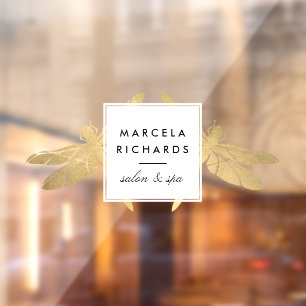 Elegante nepgouden libelle duo salonboetiek raamsticker