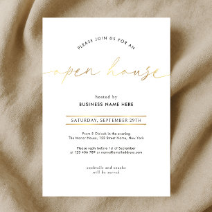 Elegante Nepgouden Script Zakelijke Open Huis Kaart