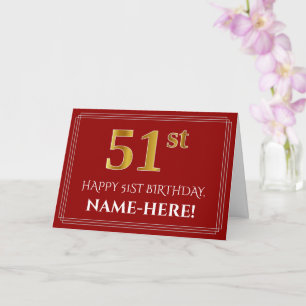 Elegante nepgouden uitstraling "51ste" verjaardag, kaart