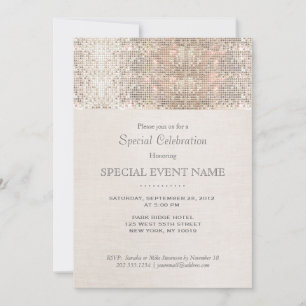 Elegante nepsilveren pailletten beige linnen uitst kaart