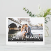 Elegante net getrouwd foto bruiloft aankondiging (Staand voorkant)