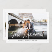 Elegante net getrouwd foto bruiloft aankondiging (Voorkant / Achterkant)