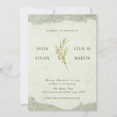 Elegante Neutral  Cream Groene Rustieke Bruiloft Kaart (Voorkant)