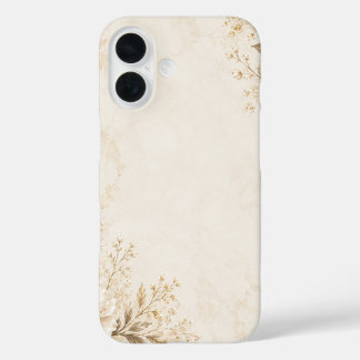 Elegante neutrale bloem telefoonhoes | Luxe botani iPhone 16 Hoesje