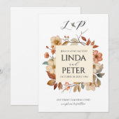 Elegante neutrale  bloemenbruiloft kaart (Voorkant / Achterkant)