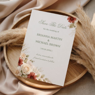 Elegante Neutrale Bloemige Soft Save The Date
