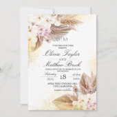 Elegante Neutrale Boho Pampas Bruiloft Kaart (Voorkant)