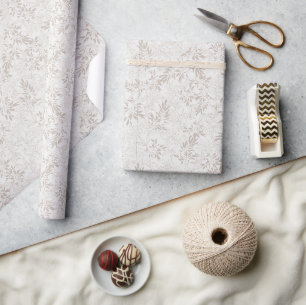 Elegante neutrale botanische beige bladlijnkunst cadeaupapier