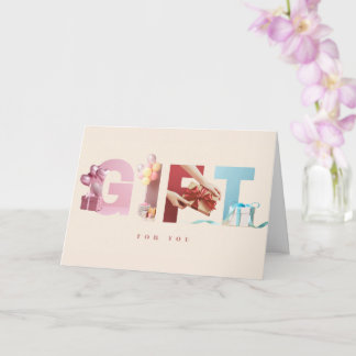 Elegante Neutrale Cadeaubestelling Verjaardag Foto Kaart