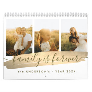 Elegante neutrale esthetische gezinsfoto kalender