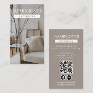 Elegante Neutrale Interieurontwerp QR Visitekaartje