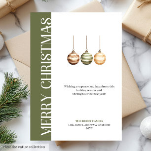 Elegante neutrale kerstballen wenskaart feestdagenkaart