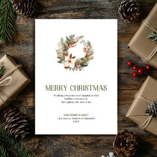 Elegante Neutrale Kerstkrans Minimale Feestdagen Feestdagenkaart