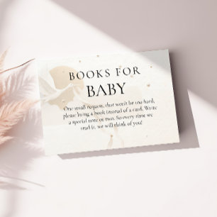 Elegante neutrale ooievaar-boeken voor baby informatiekaartje
