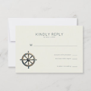 Elegante Neutrale Zeevaart Wiel RSVP Kaartje