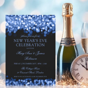 Elegante New Years Eve Navy glinsterende lichten Kaart