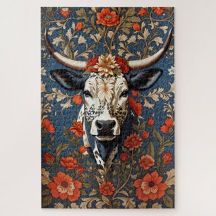 Elegante Nguni-Koe William Morris Geïnspireerd Legpuzzel