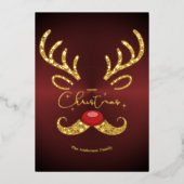 Elegante niet-foto trendy gouden script rendier Xm Folie Feestdagenkaart (Voorkant)