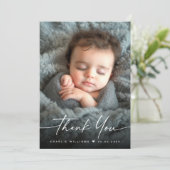 Elegante nieuwe baby aankondiging foto dank u (Staand voorkant)