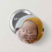 Elegante nieuwe baby aankondiging ronde button 5,7 cm (Voorkant /achterkant)