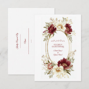 Elegante Nikah uitnodiging met RSVP - Maroon bloem