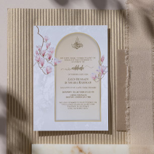 Elegante Nikkah-huwelijksuitnodiging Magnolia's Kaart