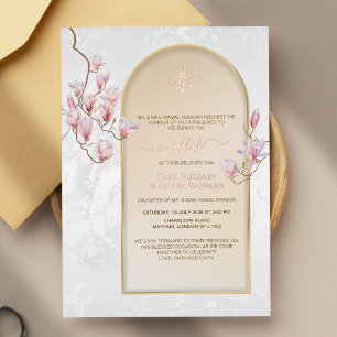 Elegante Nikkah Trouwfolie Uitnodiging Magnolia'
