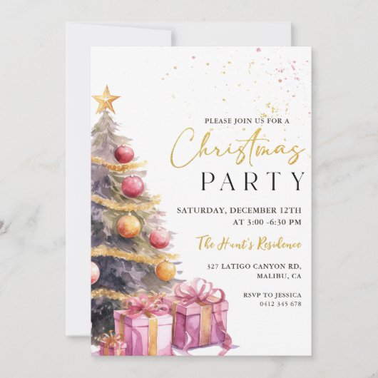 Elégante Noël Fête Invitation (Devant)