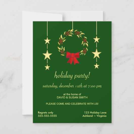 Élégante Noël Fête Invitations (Devant)