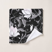 Elegante Noir Floral Swirl Bad Handdoek (Wasdoekje)
