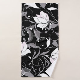 Elegante Noir Floral Swirl Badhanddoek