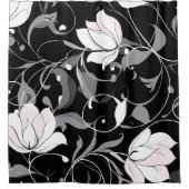 Elegante Noir Floral Swirl Douchegordijn (Voorkant)
