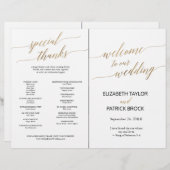 Élégante Noir Or Calligraphie pliée Programme comp (Devant / Derrière)