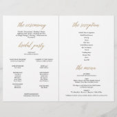 Élégante Noir Or Calligraphie pliée Programme comp (Dos)