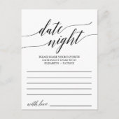 Elégante Noire Calligraphie Date Nuit Idée Cartes (Devant)