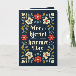 Elegante Noorse Rosemaling Moederdag Kaart