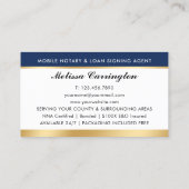 Elegante Notaris Openbare Foto Goud Marine Blauw Visitekaartje (Achterkant)