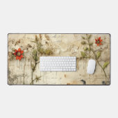 Élégante note florale d'amour vintage (Clavier et souris)