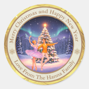 Elegante Notenkraker Ballet Kerstmis Kerstzegel Ronde Sticker
