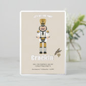 Elegante notenkraker kerstfeest feestelijk folie uitnodiging (Staand Voorkant)