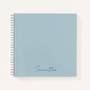 Elegante notitieboek in pastelblauw met eigen naam