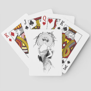Elegante Nouveau Art Deco  Vrouw Tekening Pokerkaarten