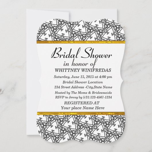 Elégante nuptiale blanc douche Invitation (Devant)