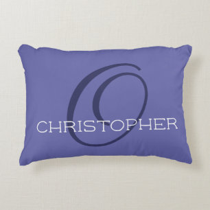 Elegante O Initiaal Naam Periwinkle Blauw Stijlvol Accent Kussen